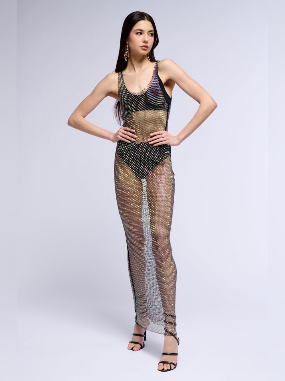 DA VEAMOR
rhinestone mesh maxi dress, size O/S